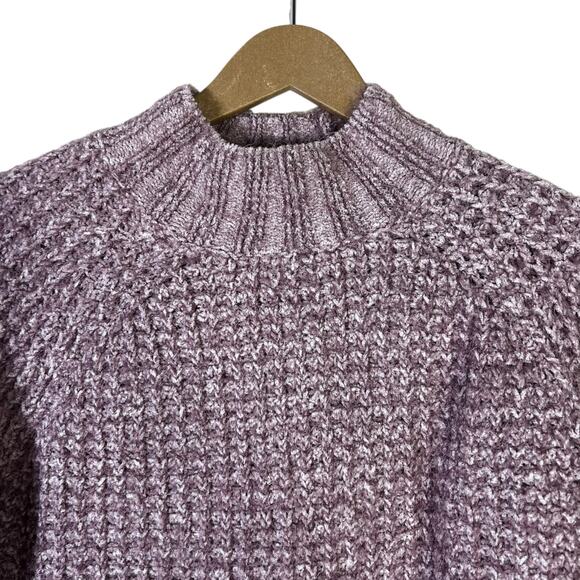 SO Textured Knit Mock Neck Cropped Sweater Womens M Lilac Purple Scandinavian - Picture 3 of 5